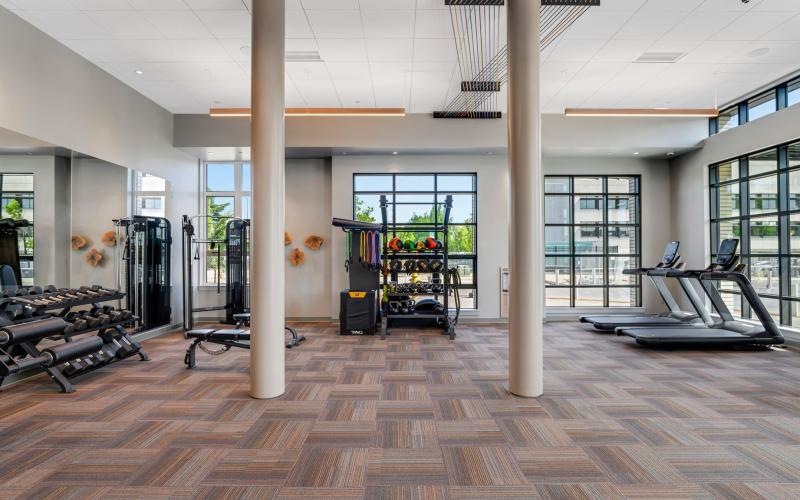 a gym with exercise equipment